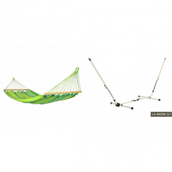 LA SIESTA - ALISIO Hamac  barres Simple Alisio Lime (Outdoor) + Support Rglable Mediterraneo Crme