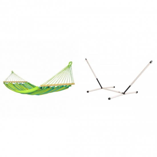 LA SIESTA - ALISIO Hamac  barres Simple Alisio Lime (Outdoor) + Support Rglable pour hamac simple Nautico
