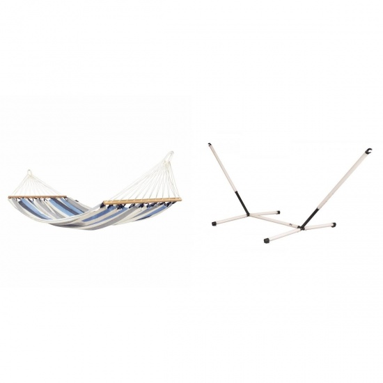 LA SIESTA - ALISIO Hamac  barres Simple Sea Salt (Outdoor) + Support Rglable pour hamac simple Nautico
