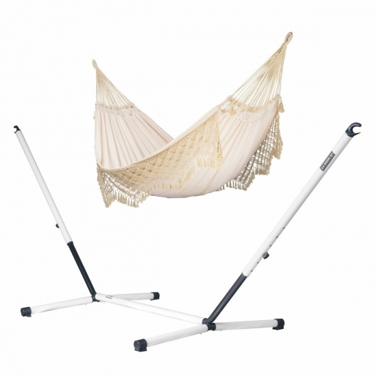 LA SIESTA - Bossanova Champagne - Hamac familial coton bio avec support familial NAUTICO
