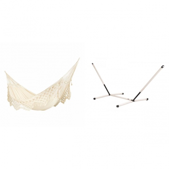 LA SIESTA - BOSSANOVA Hamac Kingsize en Coton Bio Latte + Support Rglable pour hamac familial Nautico