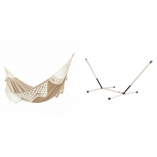 LA SIESTA - BOSSANOVA Hamac Kingsize en Coton Bio Muscade + Support Rglable pour hamac familial Nautico