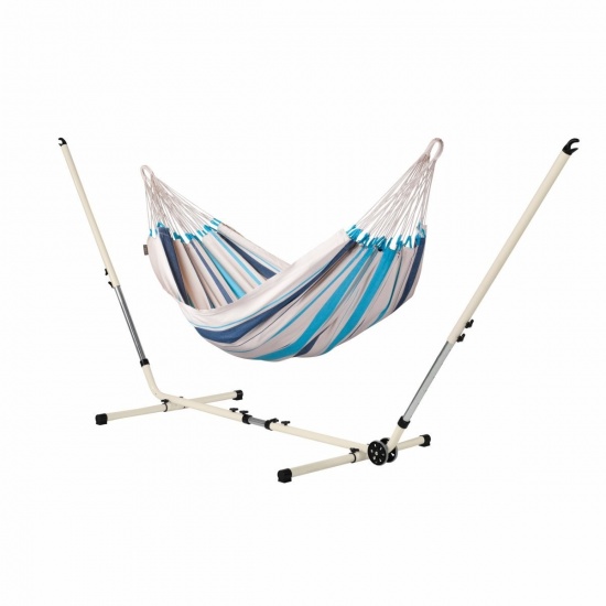 LA SIESTA - Caribea Aqua Blue - Hamac classique simple avec support en acier MEDITERRANEO