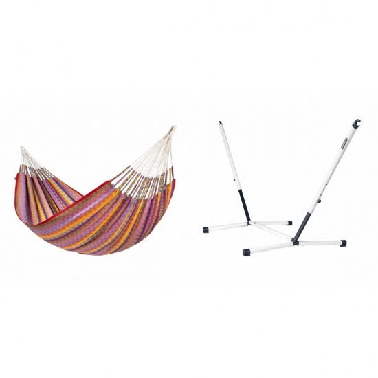 LA SIESTA - FLORA Hamac Double en coton bio Flowers + Support Rglable pour hamac double Nautico