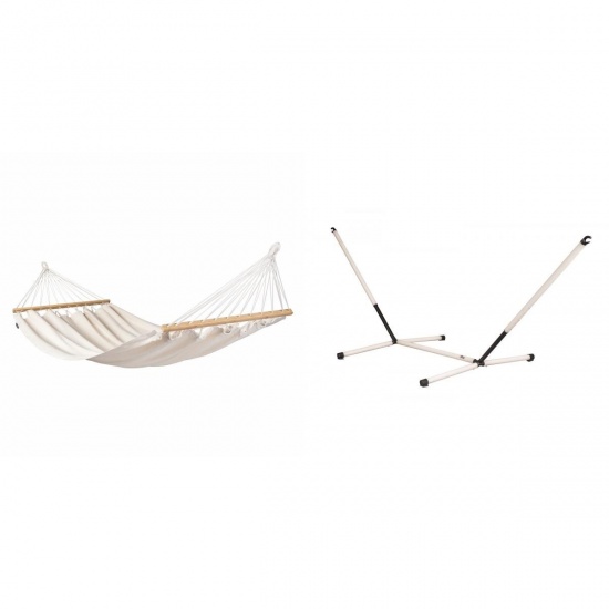 LA SIESTA - FLORENCIA Hamac  barres Simple Latte (Coton Bio) + Support Rglable pour hamac simple Nautico