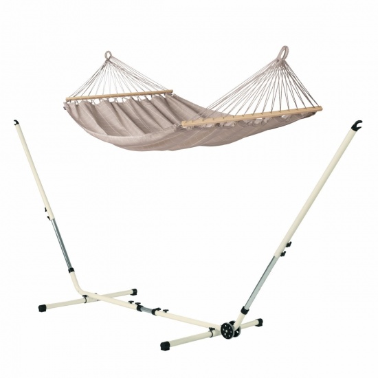 Hamac  barre Double Alisio Almond (Outdoor) + support Mediterraneo
