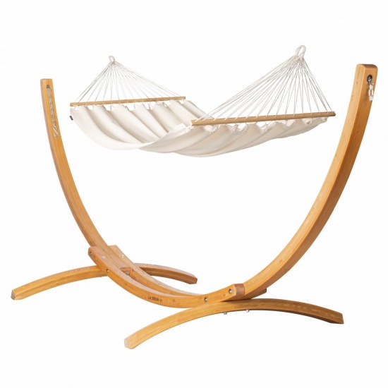 Hamac  barre Double Florencia Latte (Coton Bio) + support Double Elipso