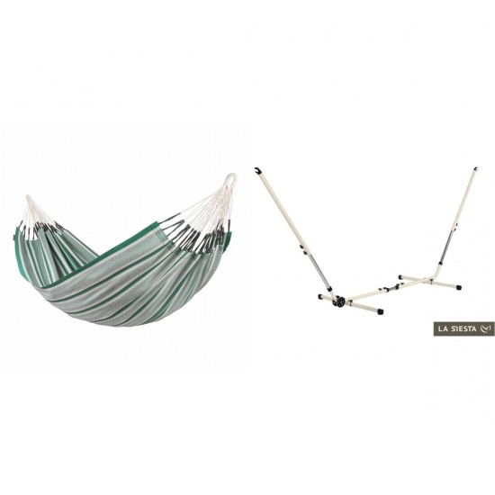 MODESTA Hamac Double en Coton Bio Agave + Support Rglable Mediterraneo Crme