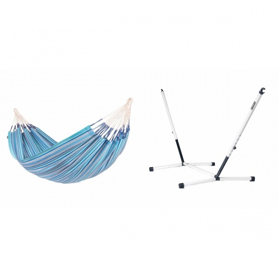 LA SIESTA - MODESTA Hamac Double en Coton Bio Azure + Support Rglable pour hamac double Nautico