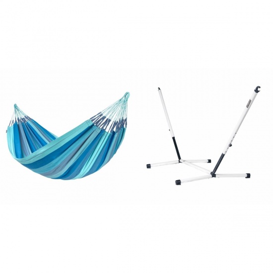 LA SIESTA - MODESTA Hamac Double en Coton Bio Lagoon + Support Rglable pour hamac double Nautico