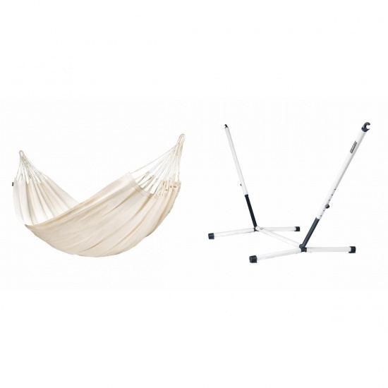 LA SIESTA - MODESTA Hamac Double en Coton Bio Latte + Support Rglable pour hamac double Nautico