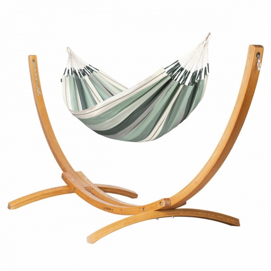 MODESTA Hamac Double en Coton Bio Olive + Support Elipso Double