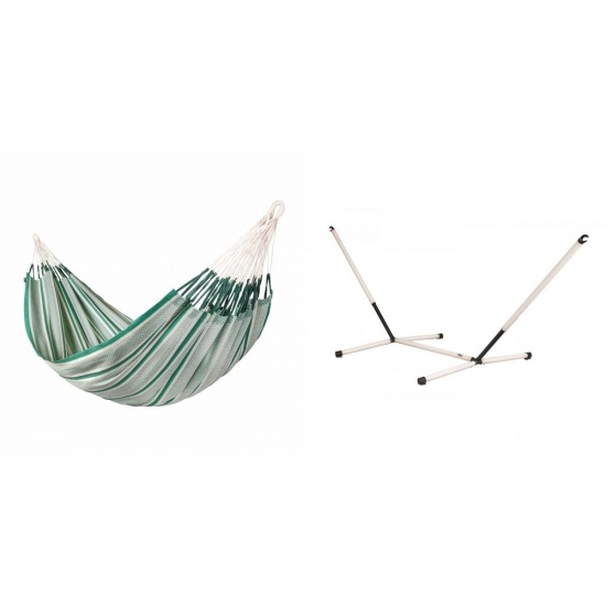 LA SIESTA - MODESTA Hamac Kingsize en Coton Bio Agave + Support Rglable pour hamac familial Nautico