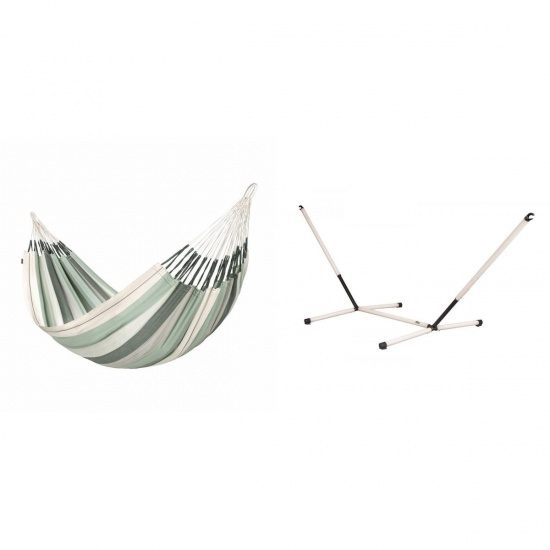 LA SIESTA - MODESTA Hamac Kingsize en coton Bio Olive + Support Rglable pour hamac familial Nautico
