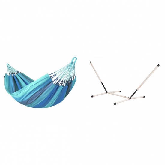 LA SIESTA - MODESTA Hamac Simple en Coton Bio Lagoon + Support Rglable pour hamac simple Nautico