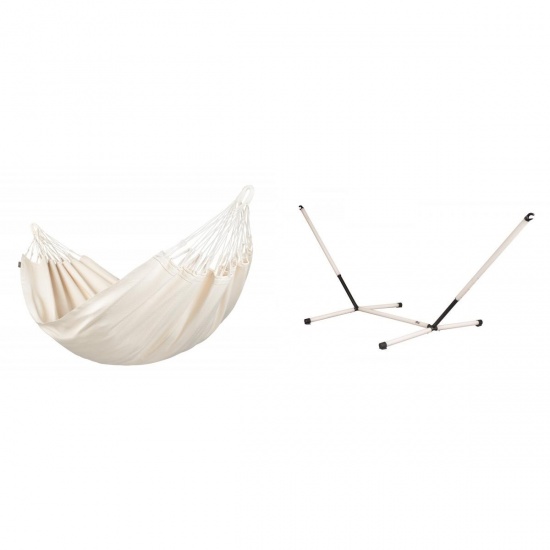 LA SIESTA - MODESTA Hamac Simple en Coton Bio Latte + Support Rglable pour hamac simple Nautico