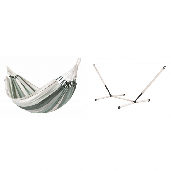 LA SIESTA - MODESTA Hamac Simple en Coton Bio Olive + Support Rglable pour hamac simple Nautico