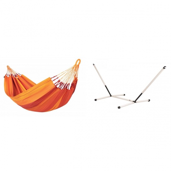 LA SIESTA - MODESTA Hamac Simple en Coton Bio Volcano + Support Rglable pour hamac simple Nautico
