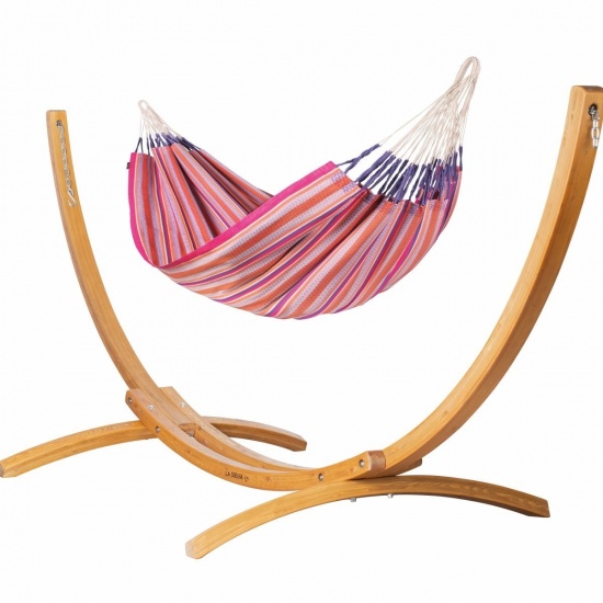 MODESTA Hamac Kingsize en Coton Bio Flamingo + Support Elipso Kinzsize