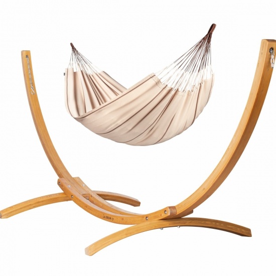 MODESTA Hamac Kingsize en coton Bio Nougat + Support Elipso Kinzsize
