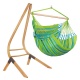 LA SIESTA - Chaise-Hamac Comfort DOMINGO Lime (Outdoor) + Support bois Universel CALMA Nature pour hamac chaise