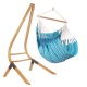 LA SIESTA - Chaise-Hamac Comfort HABANA Azure en coton bio + Support bois Universel CALMA Nature pour hamac chaise