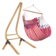 LA SIESTA - Chaise-Hamac Comfort HABANA Flamingo en coton bio + Support bois Universel CALMA Nature pour hamac chaise