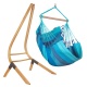 LA SIESTA - Chaise-Hamac Comfort HABANA Lagoon (coton bio) + Support bois Universel CALMA Nature pour hamac chaise
