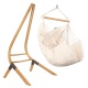 LA SIESTA - Chaise-Hamac Comfort HABANA Latte en coton bio + Support bois Universel CALMA Nature pour hamac chaise