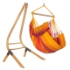 LA SIESTA - Chaise-Hamac Comfort HABANA Volcano (coton bio) + Support bois Universel CALMA Nature pour hamac chaise