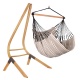 LA SIESTA - Chaise-Hamac Comfort HABANA Zebra en coton bio + Support bois Universel CALMA Nature pour hamac chaise