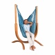 Pack Udine Organic Blue Zebra-Chaise-hamac en coton bio avec support eucalyptus certifi FSC
