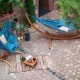 Pack Udine Organic Blue Zebra-Chaise-hamac en coton bio avec support eucalyptus certifi FSC