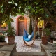 Pack Udine Organic Blue Zebra-Chaise-hamac en coton bio avec support eucalyptus certifi FSC