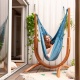 Pack Udine Organic Blue Zebra-Chaise-hamac en coton bio avec support eucalyptus certifi FSC
