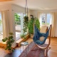 Pack Udine Organic Blue Zebra-Chaise-hamac en coton bio avec support eucalyptus certifi FSC