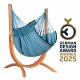 Pack Udine Organic Blue Zebra-Chaise-hamac en coton bio avec support eucalyptus certifi FSC