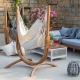 Pack Udine Organic Latte-Chaise-hamac en coton bio avec support eucalyptus certifi FSC