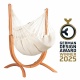 Pack Udine Organic Latte-Chaise-hamac en coton bio avec support eucalyptus certifi FSC