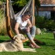 Pack Udine Outdoor Almond-Chaise-hamac en tissu Outdoor avec support eucalyptus certifi FSC