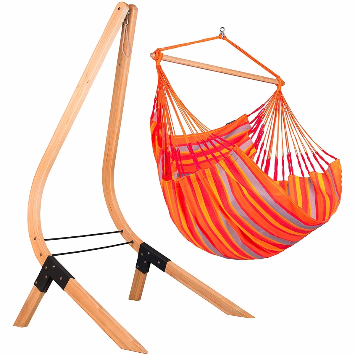 LA SIESTA- Chaise Hamac Domingo Kingsize Toucan + Support en Bois Vela