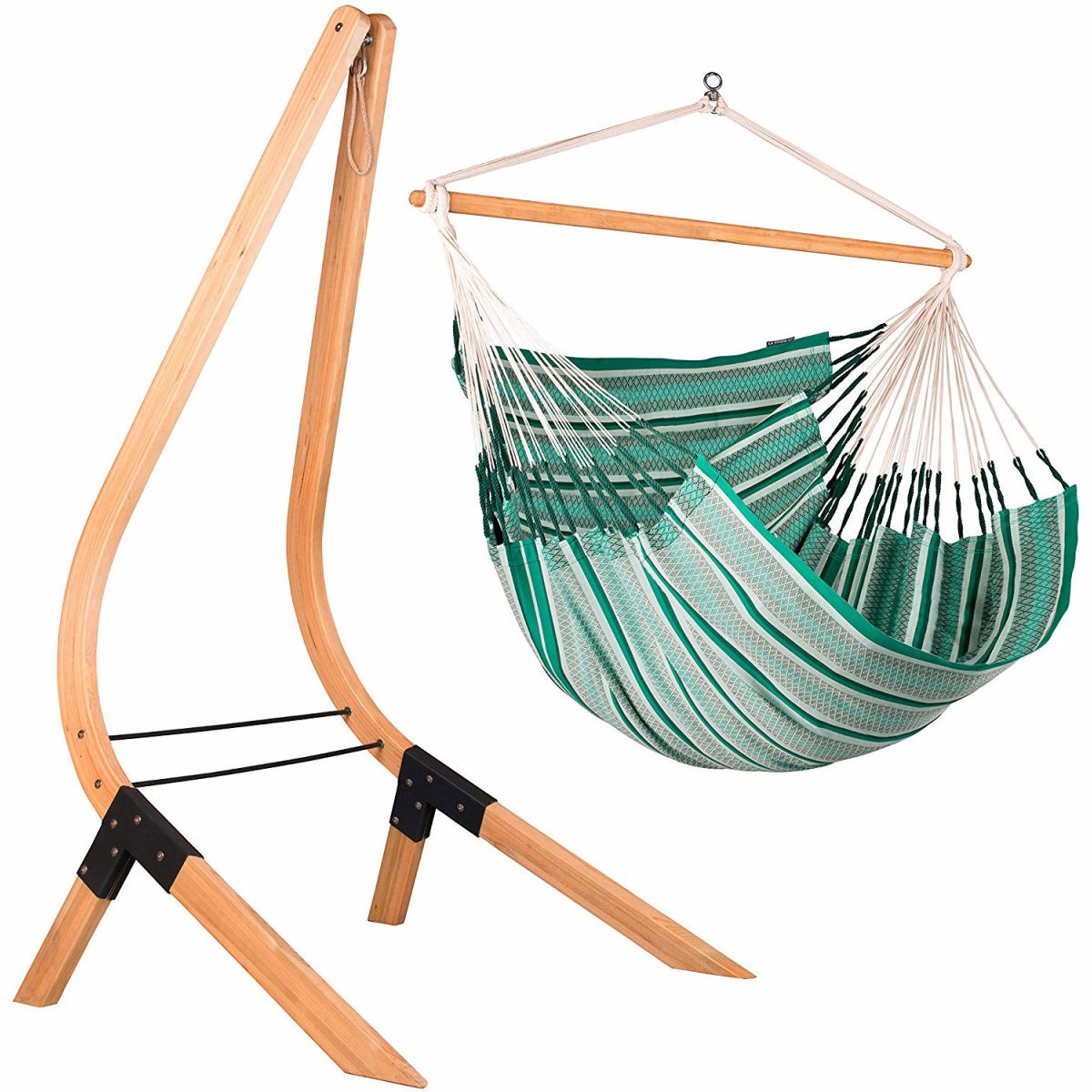 LA SIESTA- Chaise Hamac Habana Kingsize Agave coton bio + Support en Bois Vela