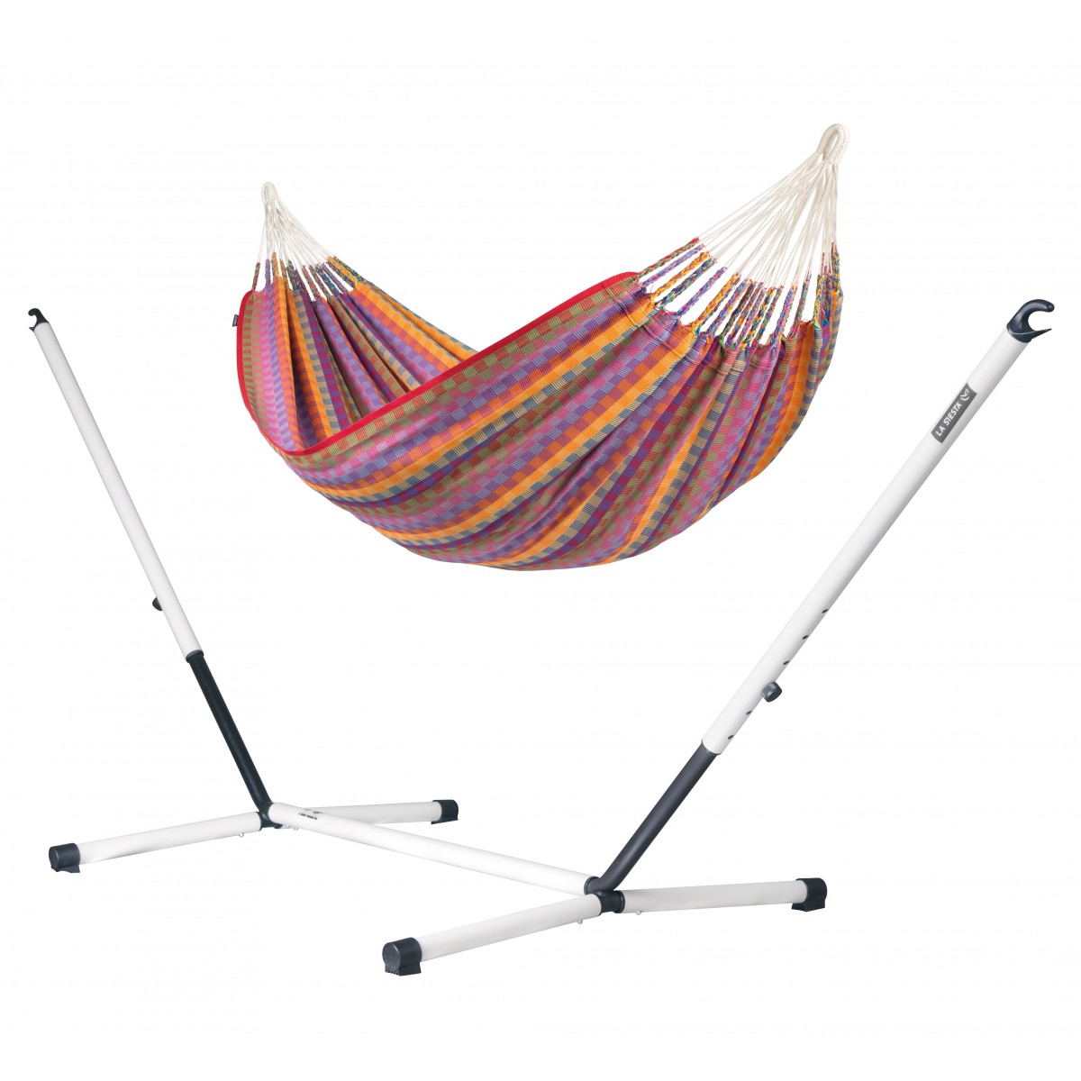 LA SIESTA - FLORA Hamac Double en coton bio Flowers + Support Rglable pour hamac double Nautico